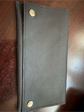Minimalist Dark Brown Leather Snap Wallet